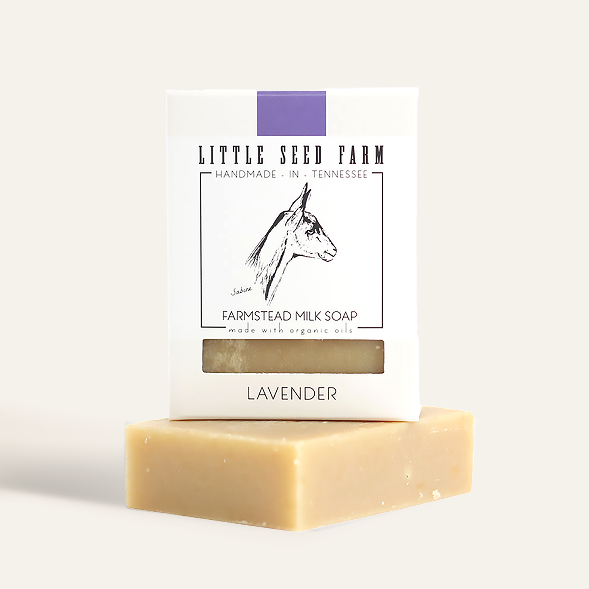 Little Seed Farm Lavender Goat’s Milk Soap bar made with organic grass‑fed goat’s milk, olive oil, coconut oil, and lavender flower essential oil for calming, moisturizing, and gentle skin cleansing.