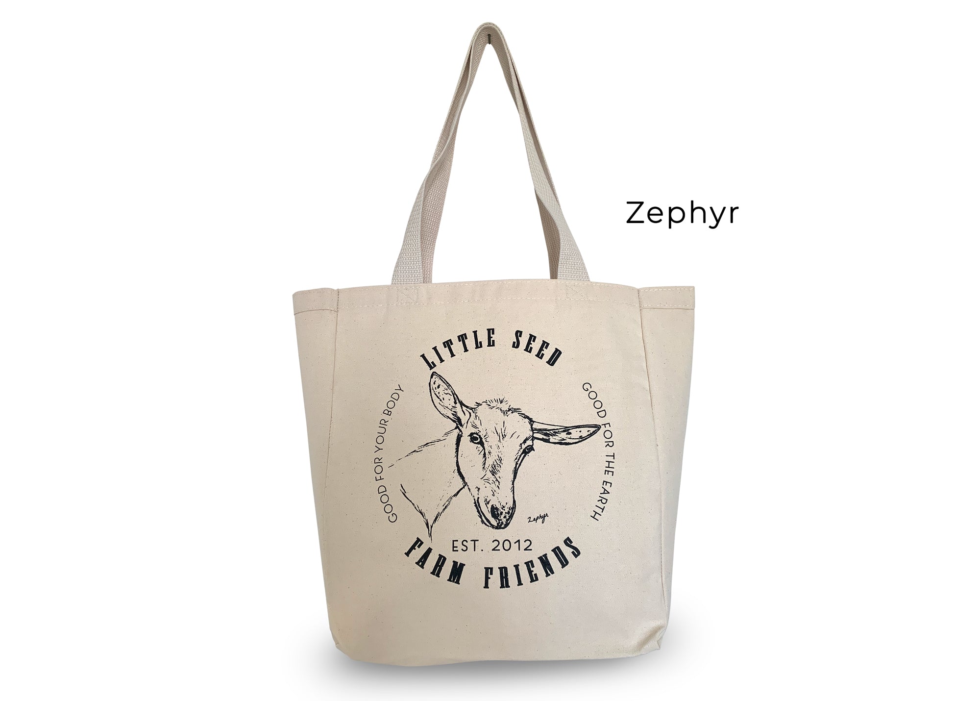 A close-up of the tote's organic cotton fabric, highlighting its soft texture and eco-friendly material.