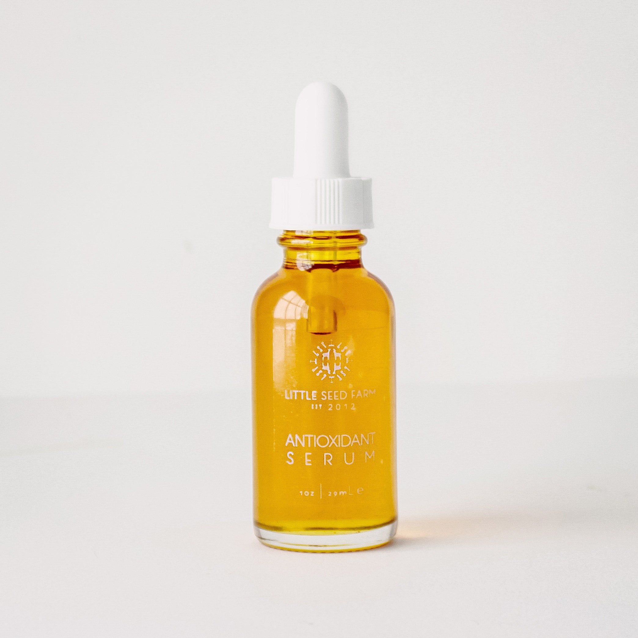 “Antioxidant Serum by Little Seed Farm formulated with Coenzyme Q10, rosehip, sea buckthorn, raspberry seed, calendula and vitamin E to nourish, protect against blue light and pollution, and improve skin tone
