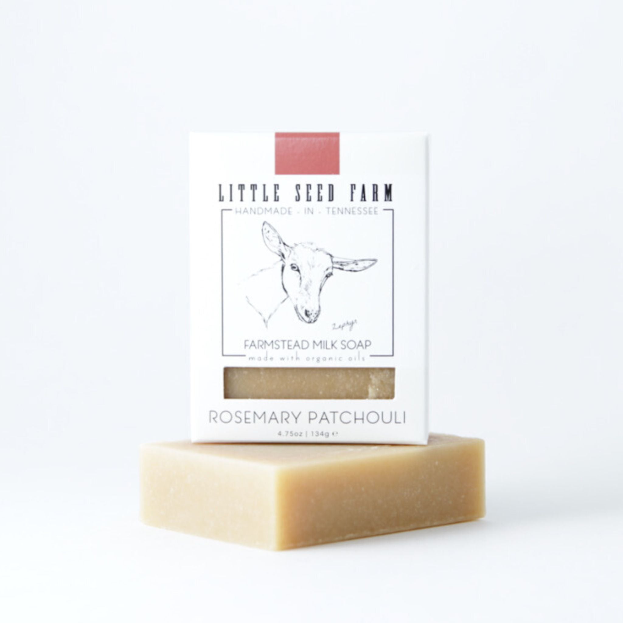 Eco‑friendly, plastic‑free packaging for Rosemary Patchouli goat’s milk soap highlighting zero‑waste design and sustainably sourced, cruelty‑free organic ingredients.