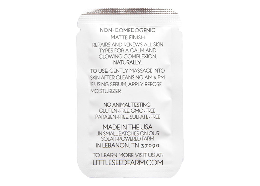 Usage instructions highlight that the moisturizer absorbs quickly, won’t clog pores, and is gentle enough for sensitive or acne‑prone skin applied once or twice daily
