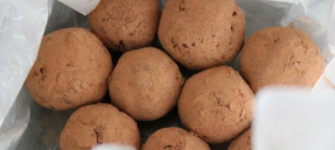 Dark Chocolate Chèvre Truffles with Red Chile and Honey