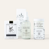 Little Seed Farm Clear Skin 3-Step Skin Care Set ; a natural ritual for calm, clear, and balanced skin. Includes the Activated Charcoal Cleansing Bar, Toning Mist, and Goat’s Milk Moisturizer to detoxify, hydrate, and reduce irritation for sensitive or acne-prone skin.